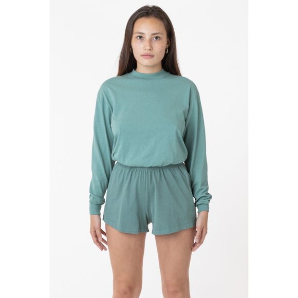 NWOT Los Angeles Apparel Heavy Jersey Garment Dye Short Shorts // Atlantic Green - Picture 1 of 8